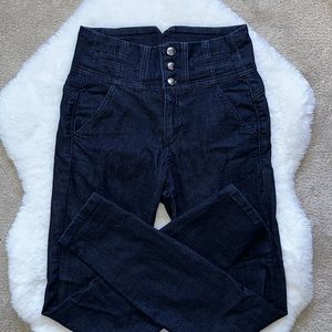 High waisted dark jeans